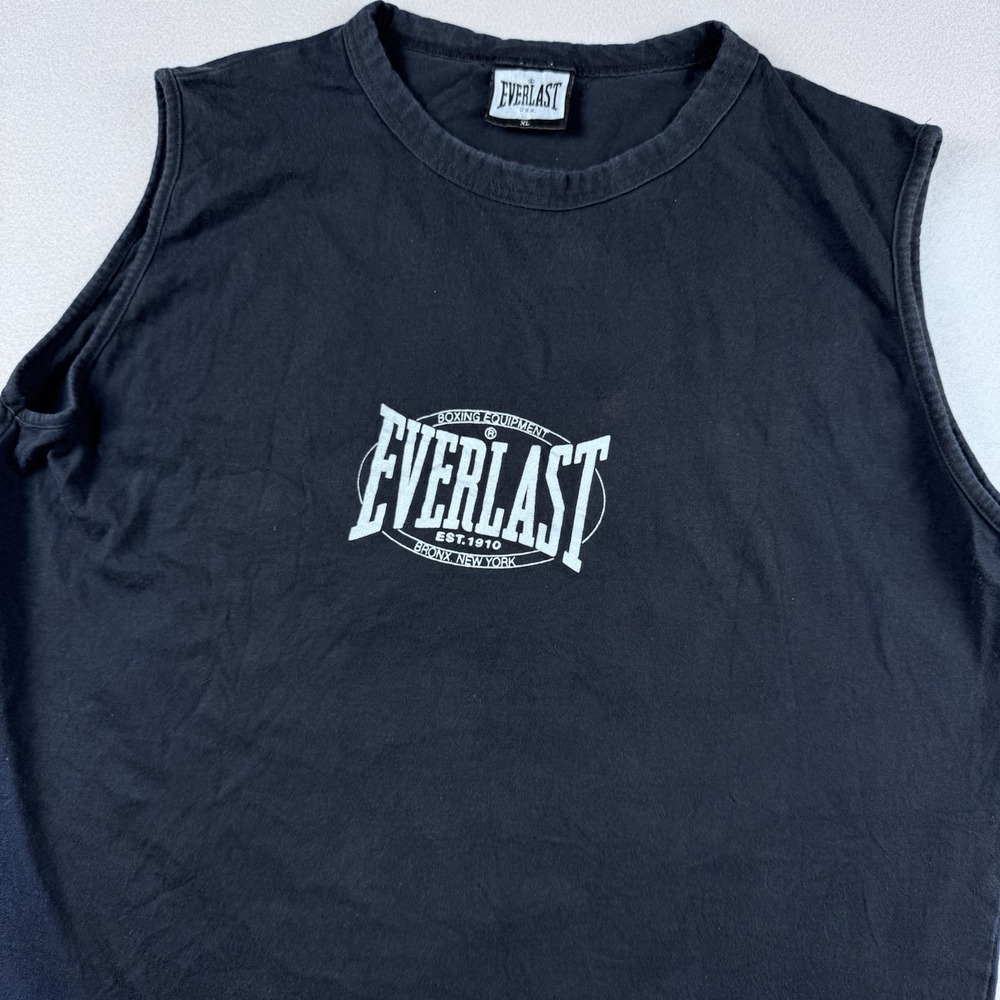 Vintage Everlast Tank Top Men XL Black Sleeveless Boxing Gym Training Combat